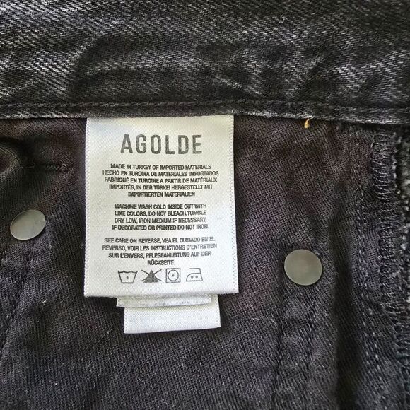 Agolde High Rise Button Fly Tapered Organic Jeans Womens Sz 26 Black Denim - Picture 12 of 12
